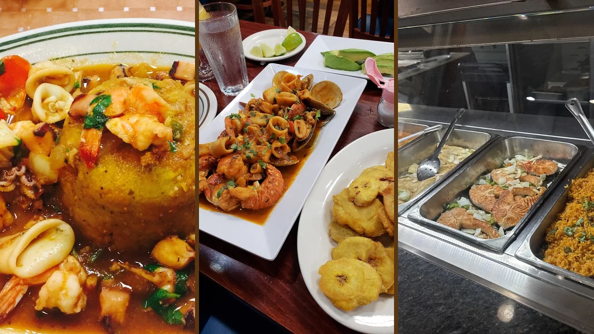 Latin seafood plates served for dine-in.